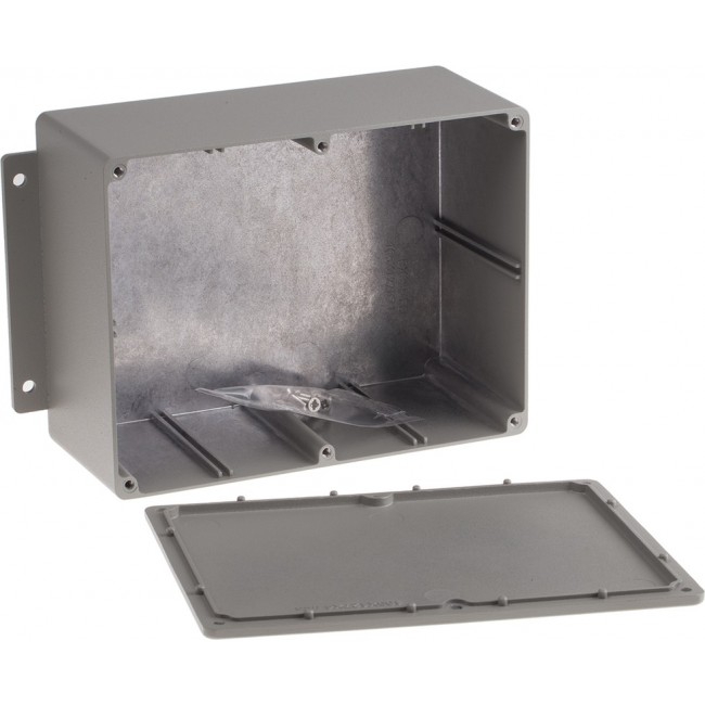 Grey Die Cast Aluminium Enclosure, IP67, Flanged, Grey Lid, 165.3 x 127.2 x 77.5mm