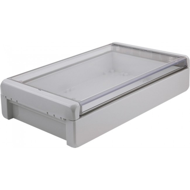 96026325 B 261706 PC-V0-G-7035, Bocube Series Light Grey Polycarbonate V0 Enclosure, IP66, IP68, IK07, Transparent Lid, 271 x 170 x 60mm