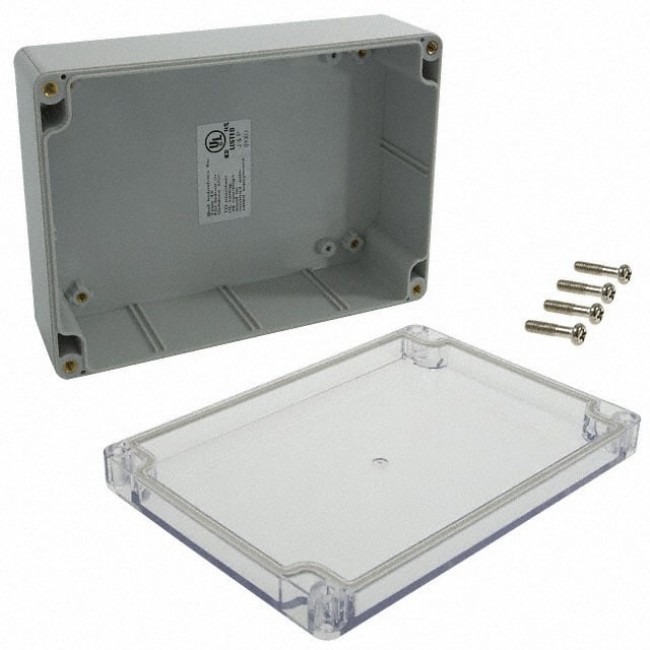 PN-1324-C, Light Gray Polycarbonate Wall Mount NEMA 4X Enclosure - External 6.73 x 4.76 x 2.17 Inches - Internal 6.35 x 4.38 ...