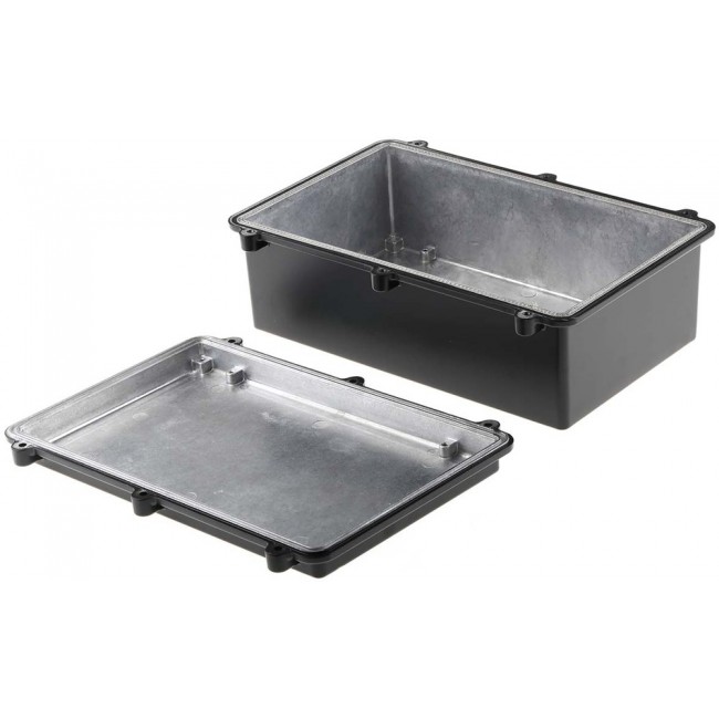 Black Die Cast Aluminium Enclosure, IP67, Black Lid, 274 x 173 x 100mm