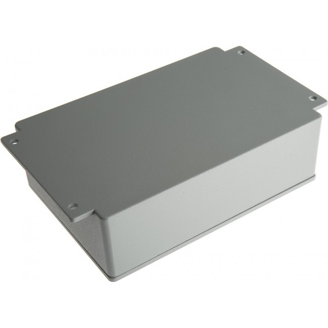 Grey Die Cast Aluminium Enclosure, IP66, Flanged, Grey Lid, 202 x 120.8 x 54.9mm