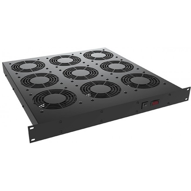 FT900HA1220BK, Rack Fan Tray, AC, 9 Fans, 900 CFM 18.58" L x 17.01" W x 1.75" H (471.9mm x 432.1mm x 44.4mm)