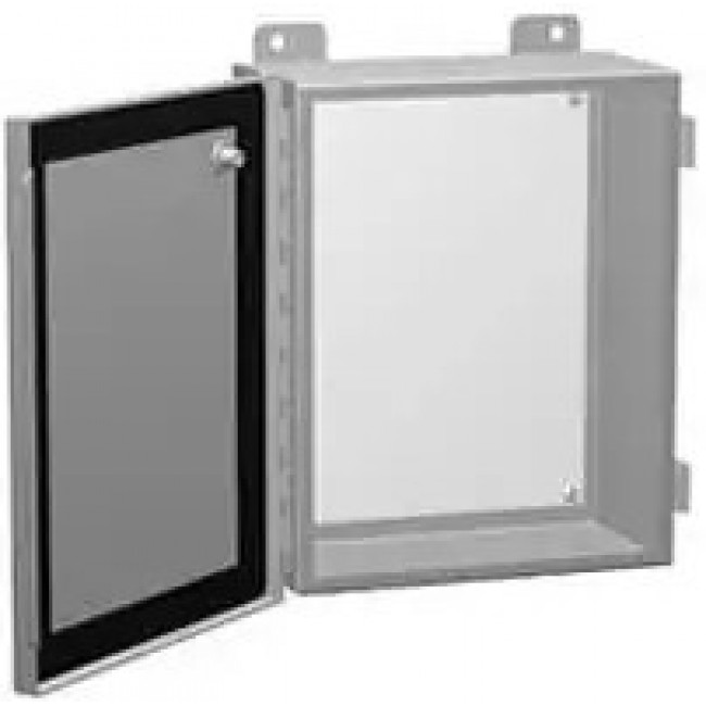 1414PHRGLP, Electrical Enclosures NEMA 12 Mild Steel Continuous Hinge Door w/ Clamps - No Panel 6 x 8 x 3.5"