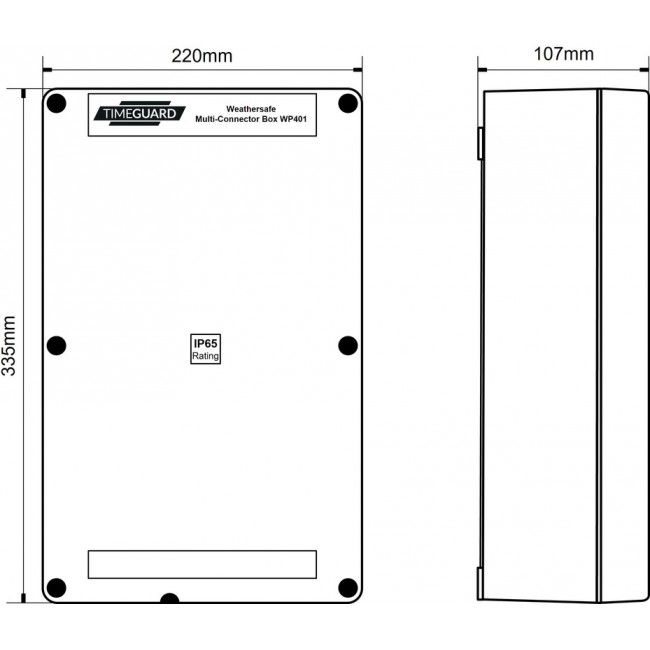 WP401, WP Series Thermoplastic Wall Box, IP65, 335 mm x 220 mm x 107mm