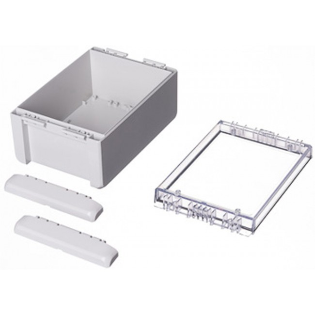 96024235 B 181309 PC-V0-G-7035, Bocube Series Light Grey Polycarbonate V0 Enclosure, IP66, IP68, IK07, Transparent Lid, 191 x 125 x 90mm