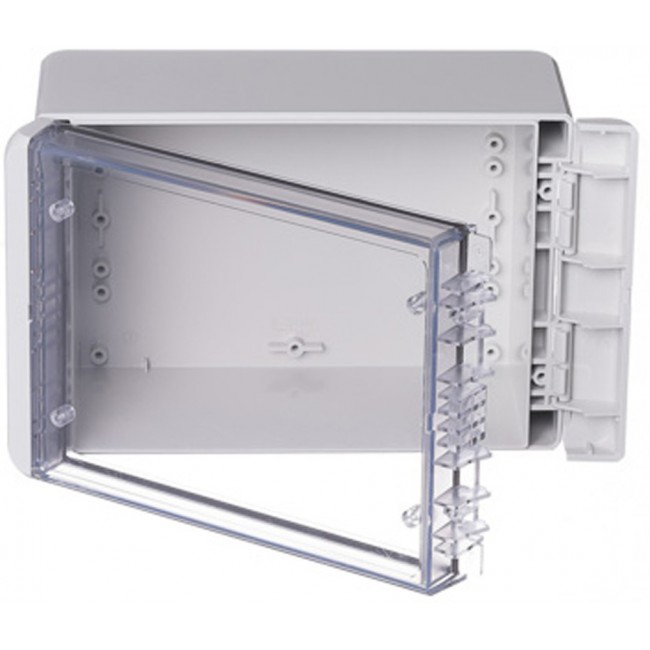 96024235 B 181309 PC-V0-G-7035, Bocube Series Light Grey Polycarbonate V0 Enclosure, IP66, IP68, IK07, Transparent Lid, 191 x 125 x 90mm