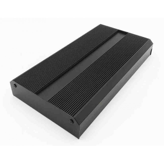 Black Extruded Aluminium Heat Sink Case, IP40, Black Lid, 299 x 219 x 50mm