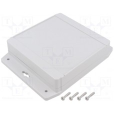 1555Q2F17GY, 1555F Series Grey Polycarbonate Enclosure, IP66, IP68, Flanged, Grey Lid, 140 x 140 x 37mm