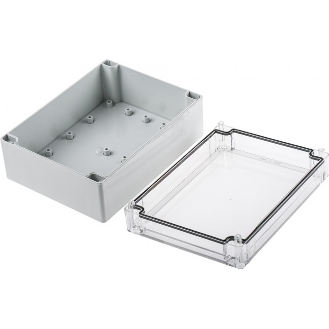 20100901, TG Series Grey Polycarbonate Enclosure, IP67, Transparent Lid, 202 x 152 x 90mm