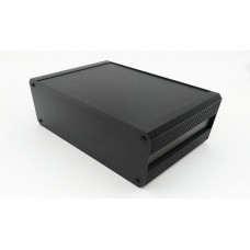 Black Extruded Aluminium Heat Sink Case, IP40, Black Lid, 400 x 300 x 130mm