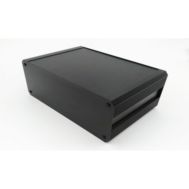 Black Extruded Aluminium Heat Sink Case, IP40, Black Lid, 400 x 300 x 130mm