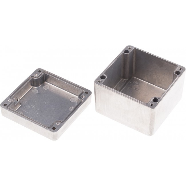 Silver Die Cast Aluminium Enclosure, IP66, Silver Lid, 100 x 100 x 81mm