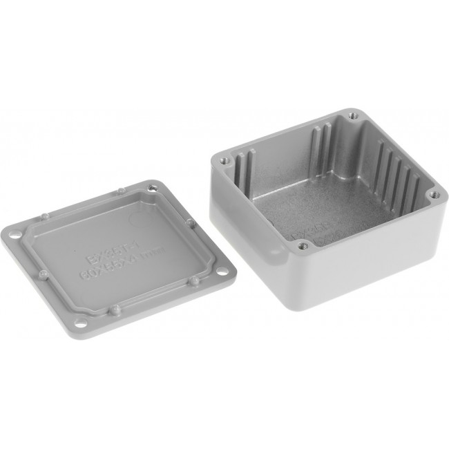 Grey Die Cast Aluminium Enclosure, Grey Lid, 60 x 54.9 x 30mm