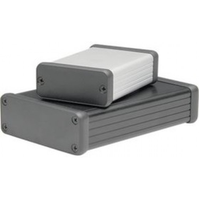 1455L2202BK, 1455 Series Black Extruded Aluminium Enclosure, IP54, Black Lid, 220 x 103 x 31mm