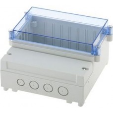 RND 455-00077, PCB Enclosure DIN Rail 213x104.5x185mm Grey / Transparent Blue ABS / Polycarbonate IP65