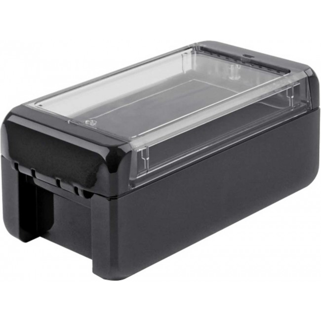 96023124 B 140806 PC-V0-G-7024, Bocube Series Graphite Grey Polycarbonate V0 Enclosure, IP66, IP68, IK07, Transparent Lid, 151 x 80 x 60mm