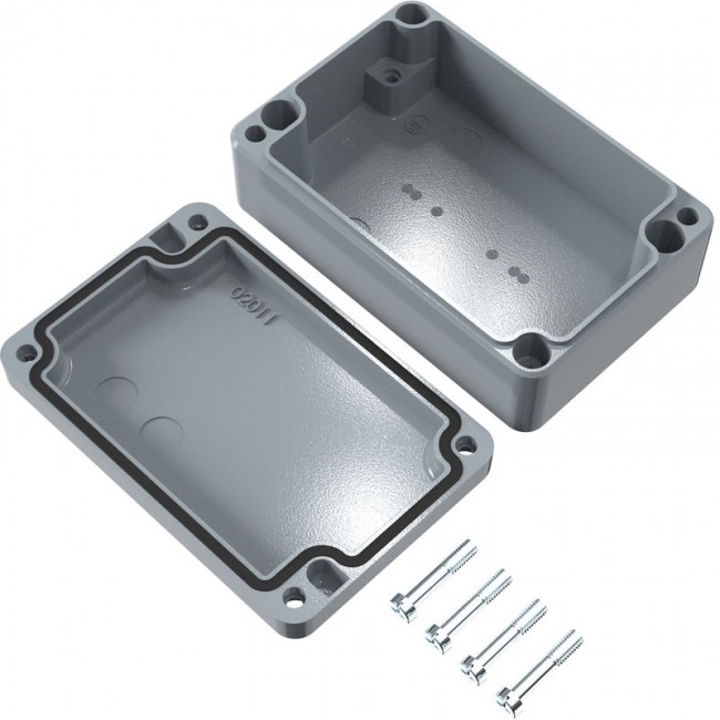 01061003, Aluminium Standard Series Grey Die Cast Aluminium Enclosure, IP66, IK09, Grey Lid, 98 x 64 x 34mm