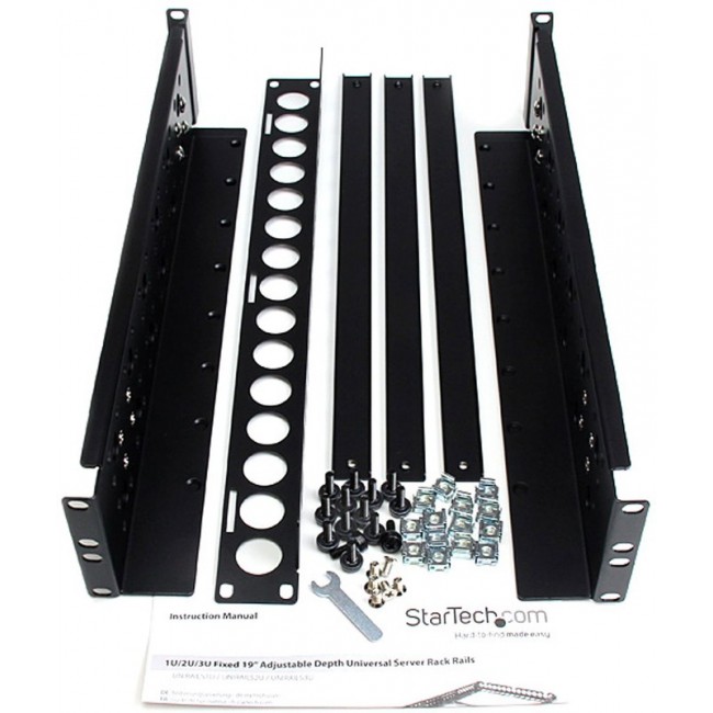 UNIRAILS2U, Metal, Steel Rack Mount 16.500" L x 18.900" W x 3.500" H (419.10mm x 480.06mm x 88.90mm) Black