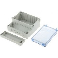 RND 455-00079, PCB Enclosure DIN Rail 296x158x281mm Grey / Transparent Blue ABS / Polycarbonate IP65