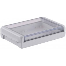 96024245 B 181304 PC-V0-G-7035, Bocube Series Light Grey Polycarbonate V0 Enclosure, IP66, IP68, IK07, Transparent Lid, 191 x 125 x 40mm