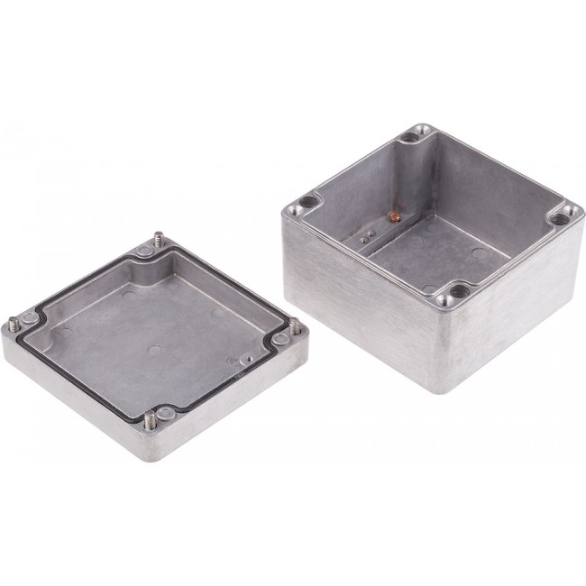 Silver Die Cast Aluminium Enclosure, IP66, Silver Lid, 122 x 120 x 81mm