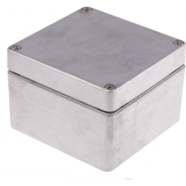 Silver Die Cast Aluminium Enclosure, IP66, Silver Lid, 122 x 120 x 81mm