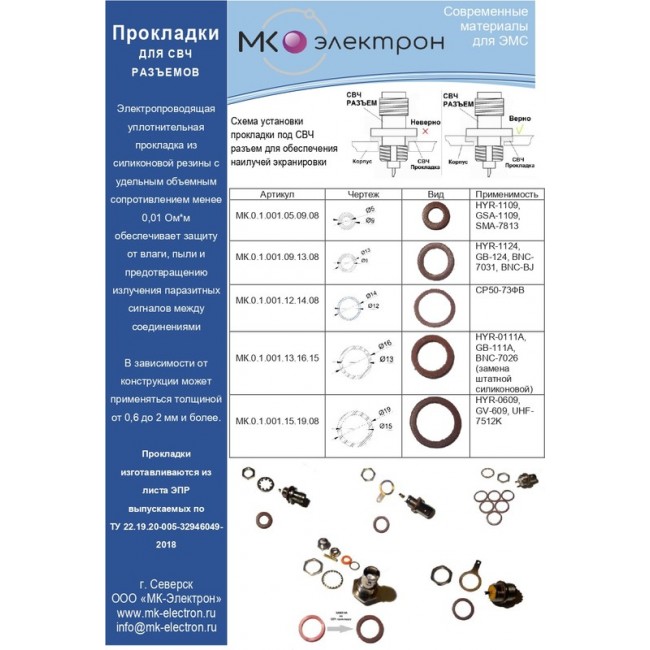 Диаметр 9/5 мм. Толщина 0,7-0,8 мм. Прокладка силиконовая электропроводящая для защиты от электромагнитных помех.