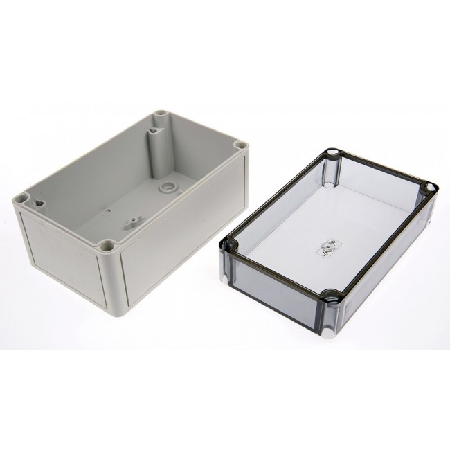 11150601, TK PS Series Grey Polystyrene Enclosure, IP66, Transparent Lid, 180 x 110 x 111mm