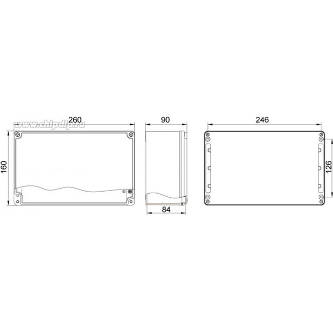 402517H Алюминиевая распределительная коробка с петлями 160x260x90mm METE