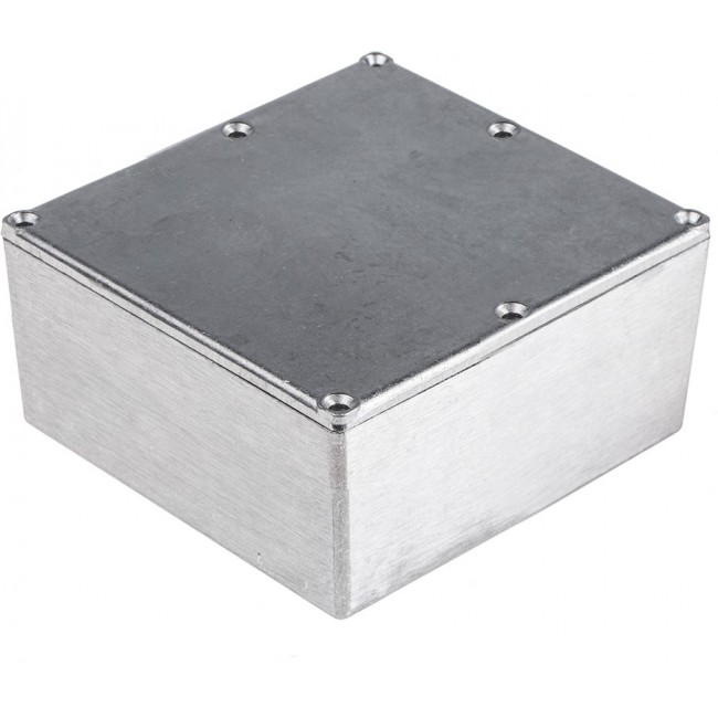 Silver Die Cast Aluminium Enclosure, IP54, Silver Lid, 190.1 x 190.1 x 66.5mm