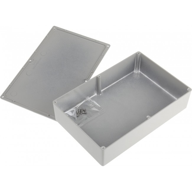 Grey Die Cast Aluminium Enclosure, Grey Lid, 222.1 x 145.9 x 55.9mm