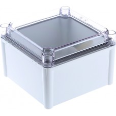 PC 1919 13 T ENCLOSURE, SOLID PC Series Grey Polycarbonate Enclosure, IP66, IP67, Transparent Lid, 188 x 188 x 130mm