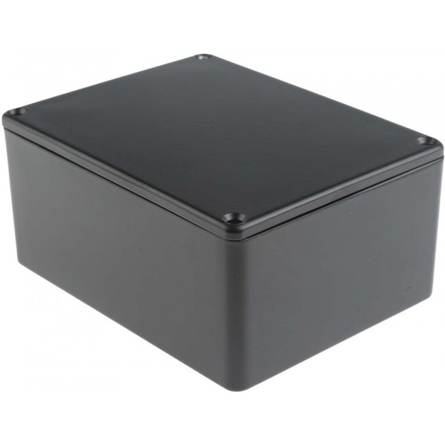 Black Die Cast Aluminium Enclosure, Black Lid, 114.7 x 89.7 x 55.1mm