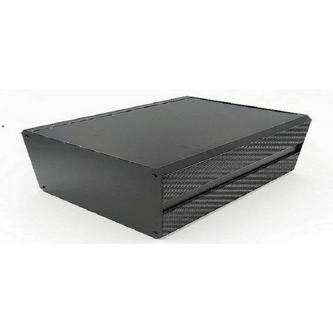 Black Extruded Aluminium Heat Sink Case, IP40, Black Lid, 400 x 200 x 219mm