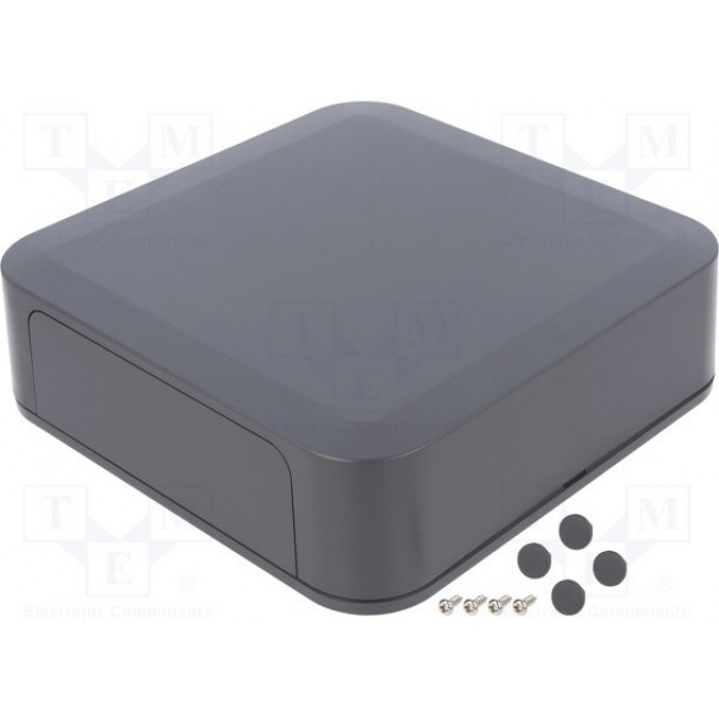 PF20-6-20D, PF Series Grey ABS Enclosure, IP40, Grey Lid, 200 x 200 x 60mm