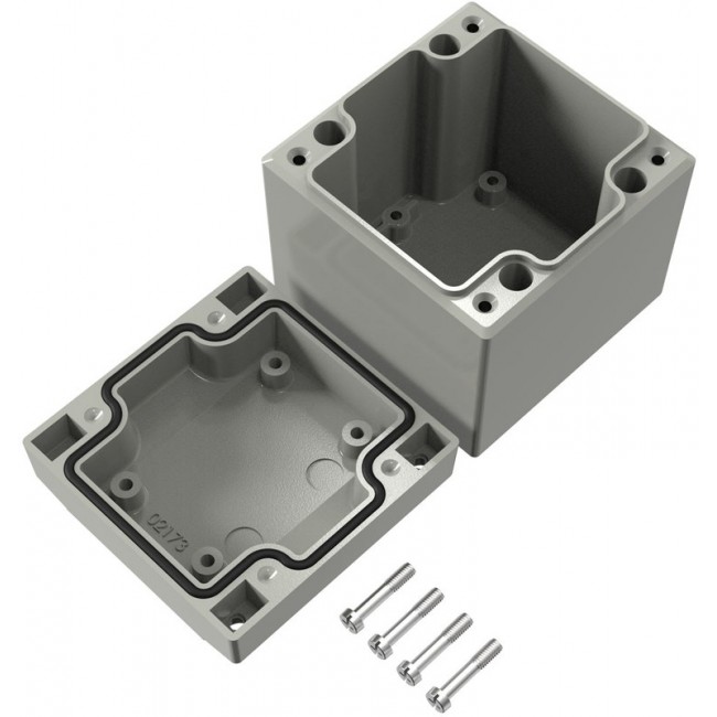 040808080, Aluform Series Grey Die Cast Aluminium Enclosure, IP66, IK09, Grey Lid, 80 x 80 x 81mm