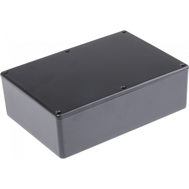 Black Die Cast Aluminium Enclosure, Black Lid, 171.9 x 120.9 x 55mm