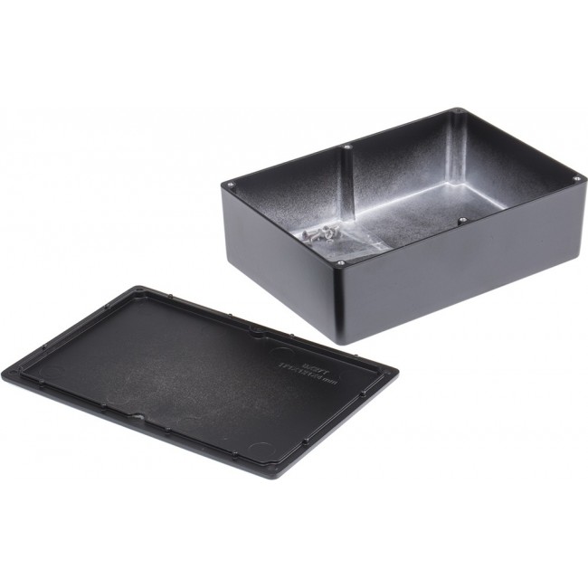 Black Die Cast Aluminium Enclosure, Black Lid, 171.9 x 120.9 x 55mm