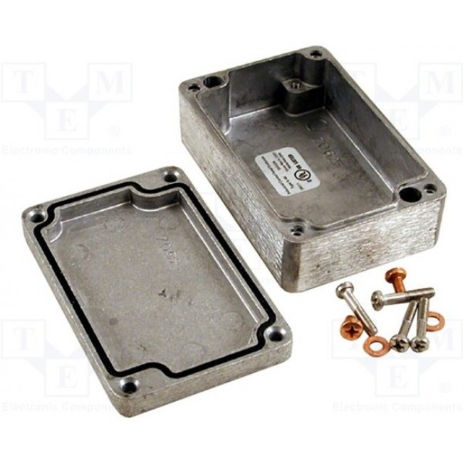 1590Z062, 1590 Series Natural Die Cast Aluminium Enclosure, IP66, IK08, Natural Lid, 97.75 x 63.75 x 36.1mm