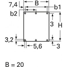 Part front panel, die-cast aluminum, (W) 20 mm, 4 HP, silver, 10064981