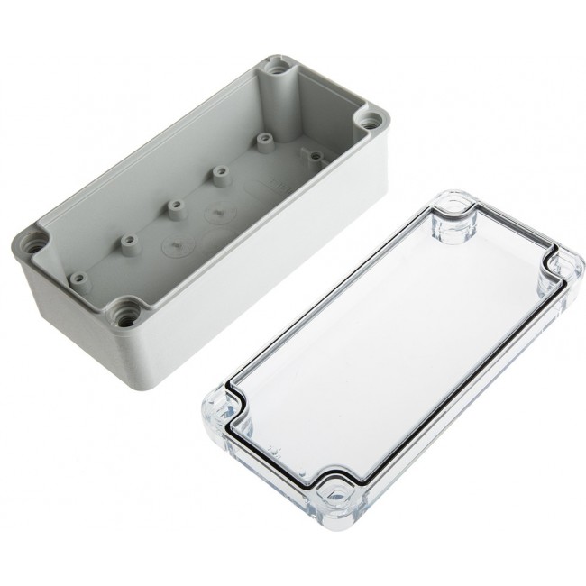 PC D 65 T ENCLOSURE, Piccolo Series Grey Polycarbonate Enclosure, IP66, IP67, Transparent Lid, 170 x 80 x 65mm