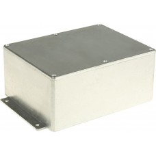 Silver Die Cast Aluminium Enclosure, Flanged, Silver Lid, 194.8 x 127.4 x 76.3mm