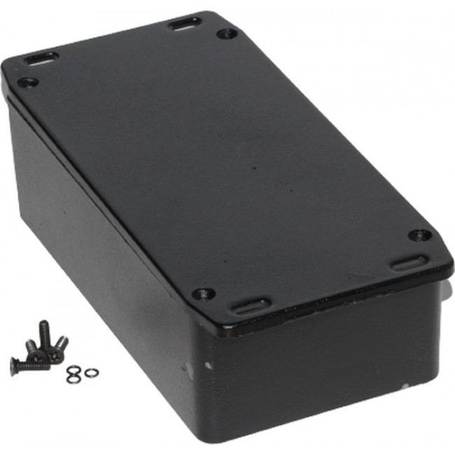 1590WPFLBK, 1590-RIBBED Series Die Cast Aluminium Alloy Enclosure, IP65, Flanged, 153 x 82 x 46mm