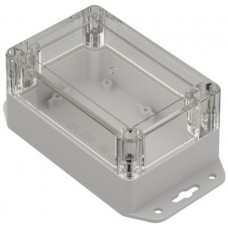 Light Grey Polycarbonate Enclosure, IP65, Transparent Lid, 121.4 x 81.6 x 60.2mm