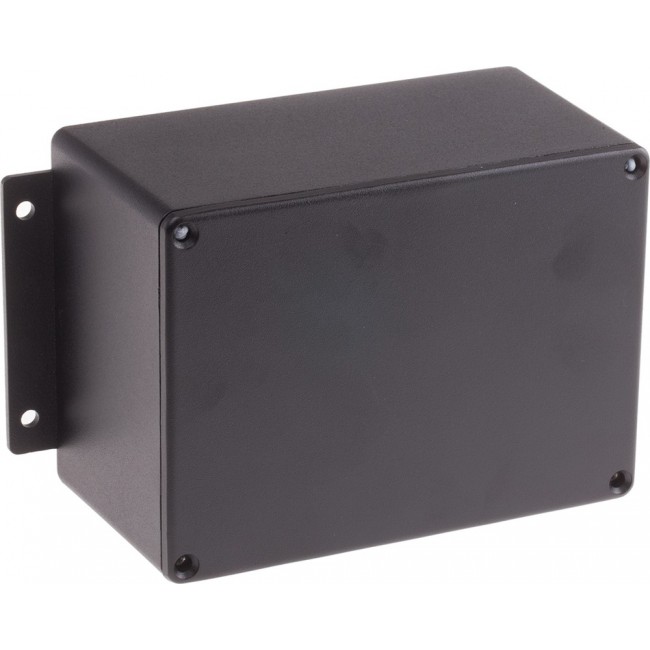 Black Die Cast Aluminium Enclosure, IP66, Flanged, Black Lid, 168.7 x 101.6 x 76.5mm