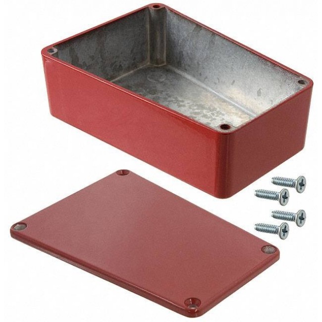 1590TRPBRD, 1590 Series Red Die Cast Aluminium Enclosure, IP54, Red Lid, 112 x 61.5 x 39.2mm