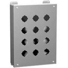 1435MO, Electrical Enclosures Pushbutton Encl - 12 PB x 22.5mm - 11.75 x 8.50 x 3.00" - Steel/Gray