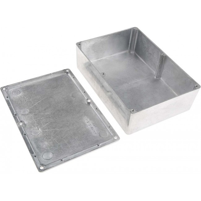 Silver Die Cast Aluminium Enclosure, Silver Lid, 171.9 x 120.9 x 55mm