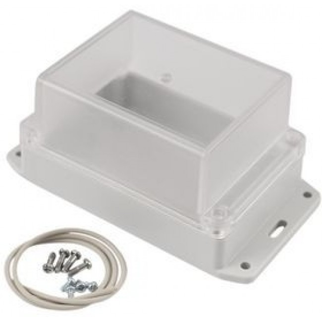 RP1140BFC, Flanged Enclosure with Clear Lid RP 85x125x70mm Off-White Polycarbonate IP65