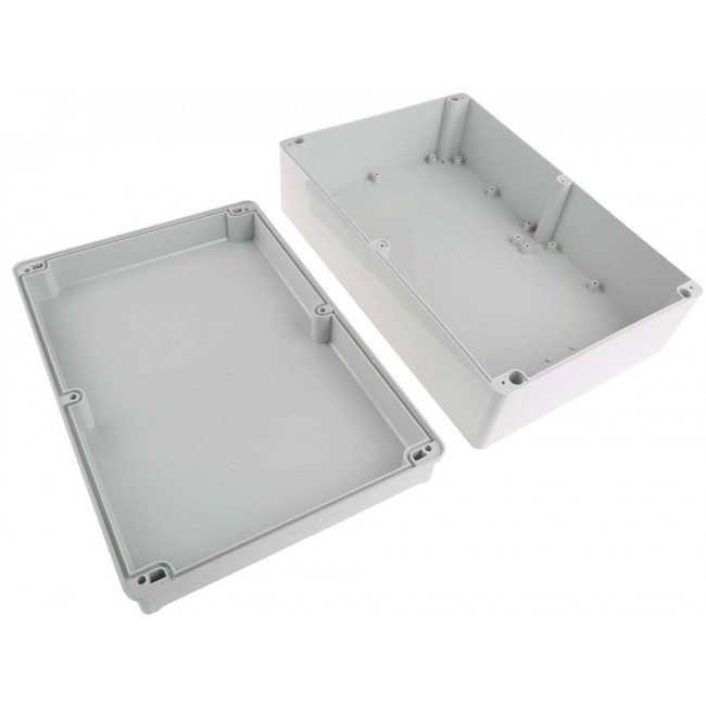 Grey ABS Enclosure, IP65, IK09, Grey Lid, 283 x 193.2 x 96.7mm